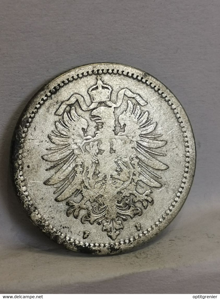 50 PFENNIG ARGENT 1876 F STUTTGART WILHELM I TYPE 1 PETIT AIGLE ALLEMAGNE / GERMANY SILVER - 20 Pfennig