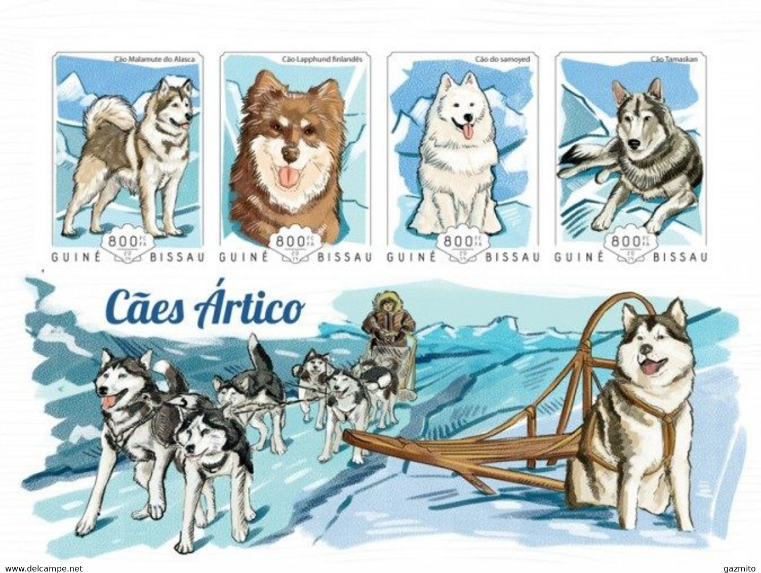 Guinea Bissau 2014, Animals, Artic Dogs, 4val In BF IMPERFORATED - Arctic Wildlife