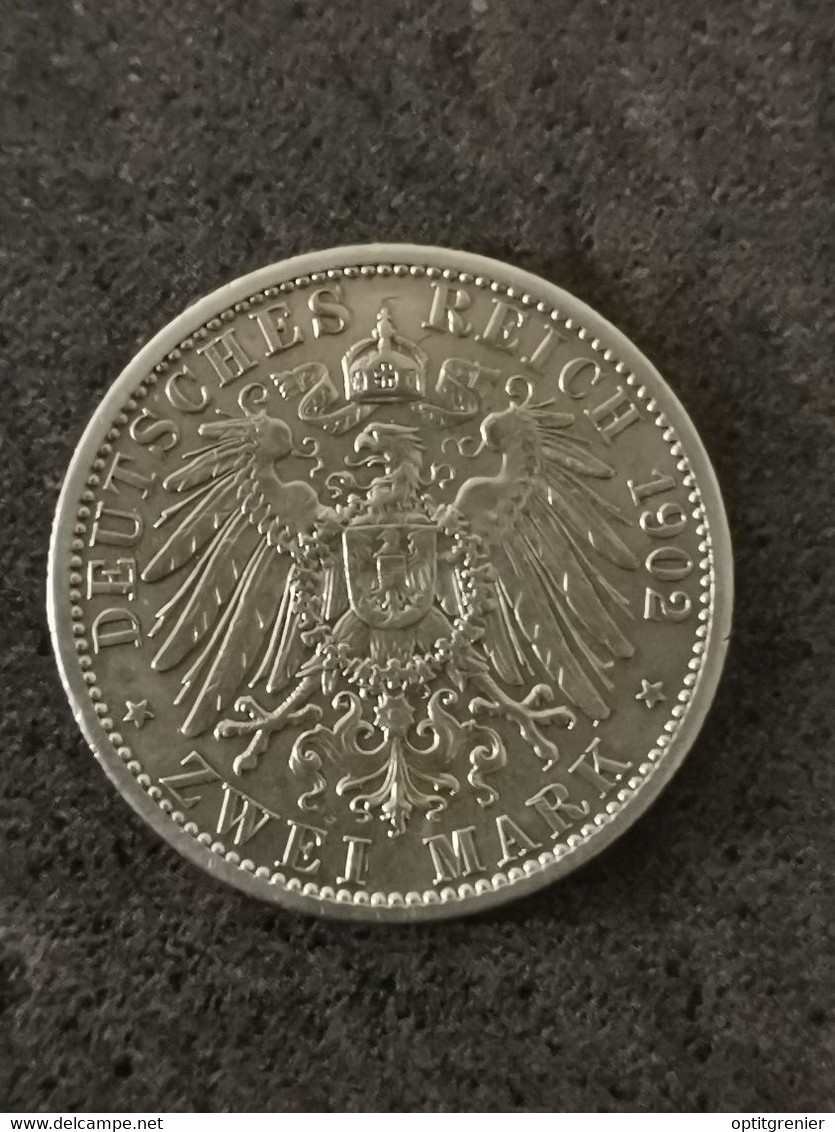 2 MARK ARGENT 1902 A BERLIN WILHELM II PRUSSE ALLEMAGNE / ZWEI GERMANY SILVER - 2, 3 & 5 Mark Argent