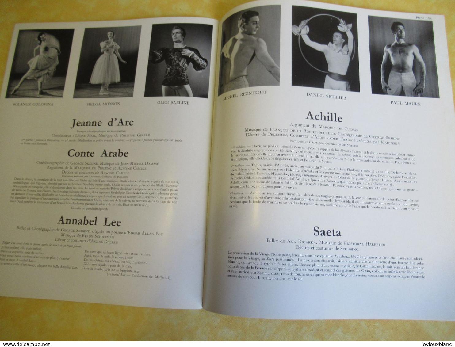 Plaquette ancienne/Théâtre des CHAMPS ELYSEES/Grand Ballet du Marquis de Cuevas/Tallchieff/Skibine/Golovine/1954 PROG341