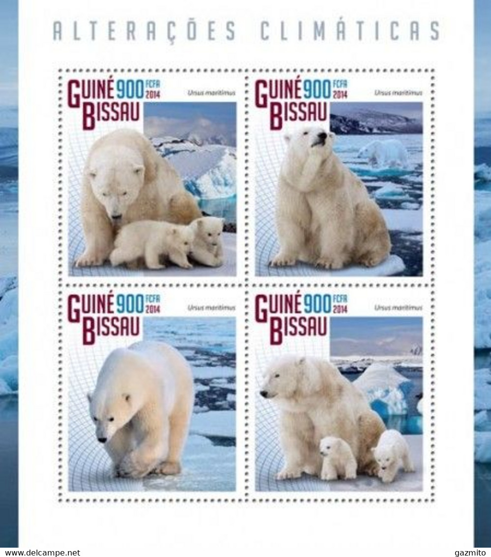 Guinea Bissau 2014, Animals, Climate Warning, Polar Bear, 4val In BF - Faune Arctique