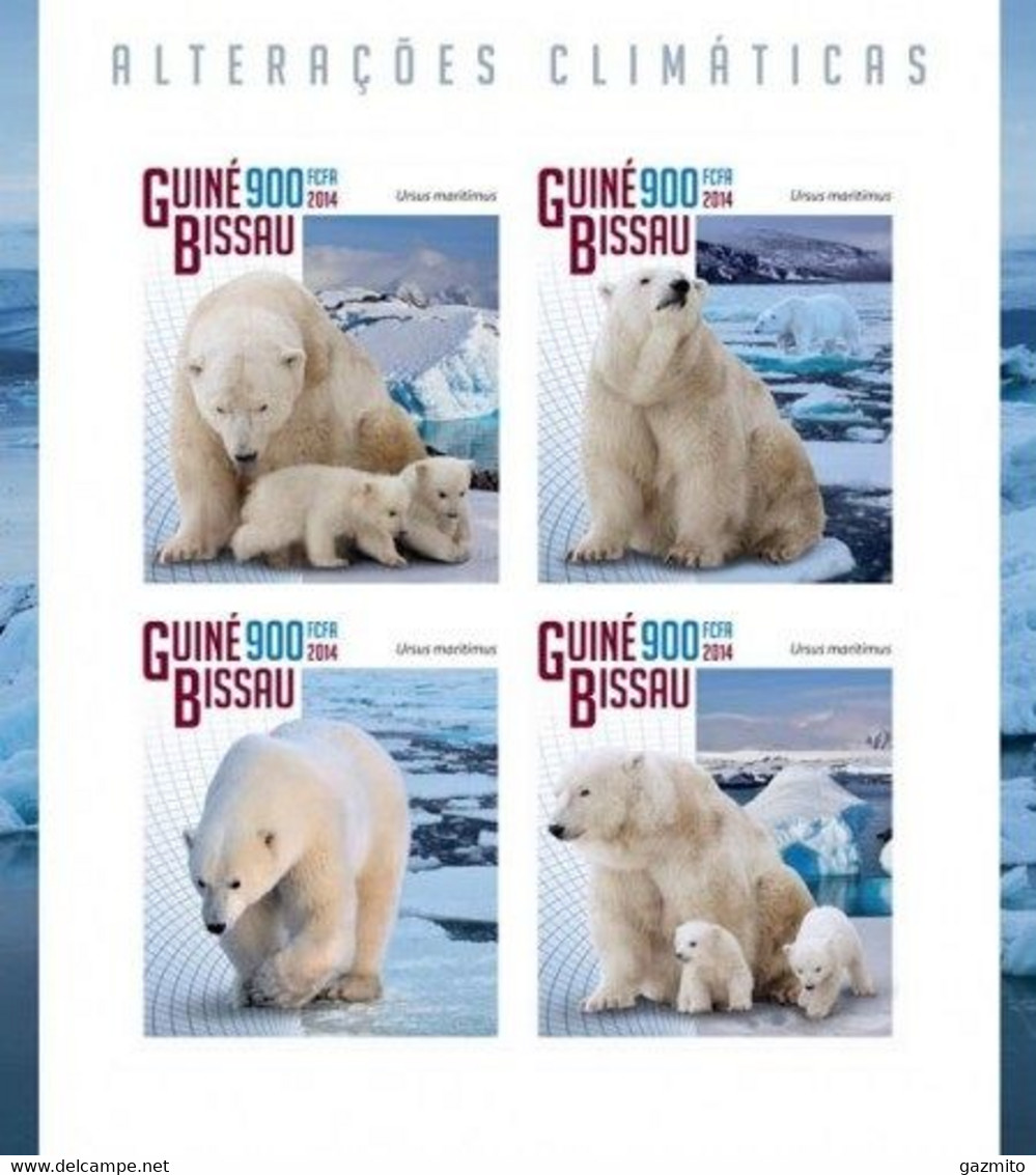 Guinea Bissau 2014, Animals, Climate Warning, Polar Bear, 4val In BF IMPERFORATED - Arctic Wildlife