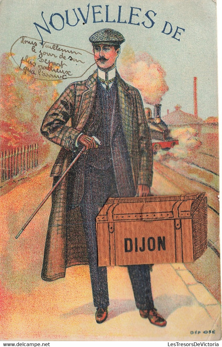 Carte à Système - Nouvelles De Dijon - Train -Colorisé - Carte Postale Ancienne - Met Mechanische Systemen