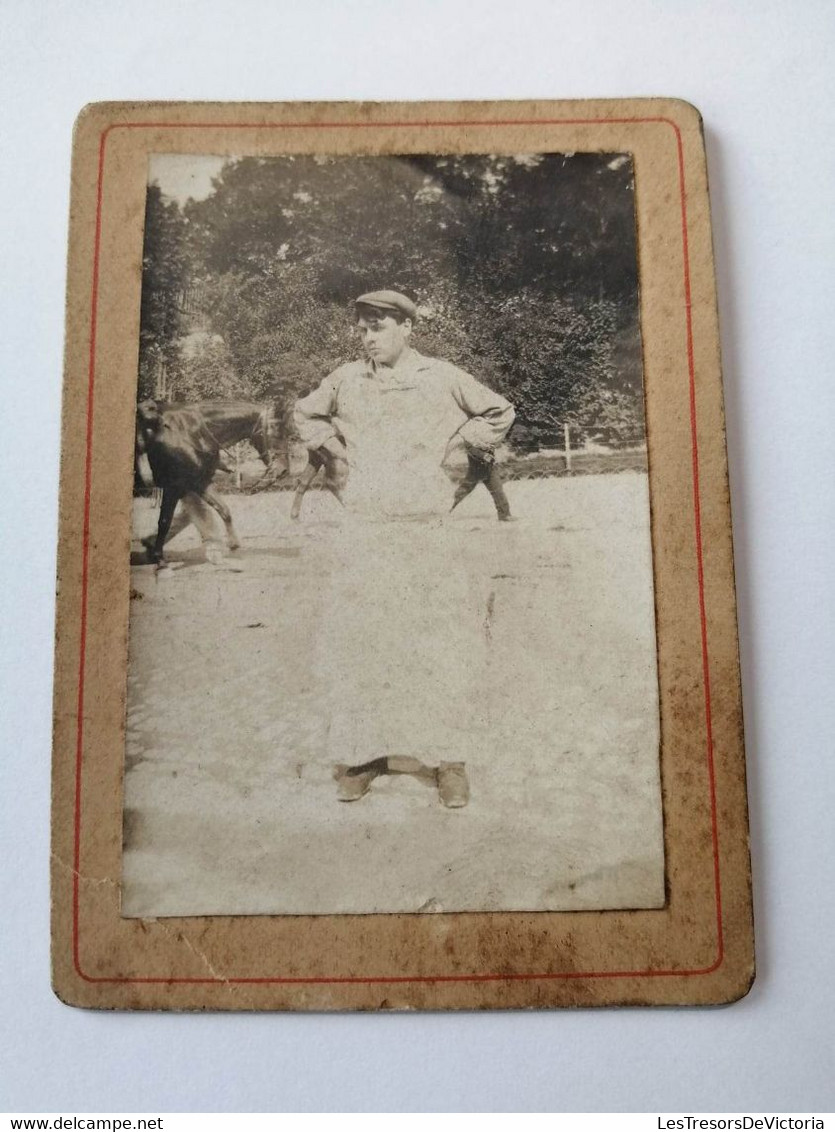 Photographie - Nouvelle Calédonie - Maréchal Férrant - Homme En Tablier Avec Chevaux - Juillet 1902 - Non Classés