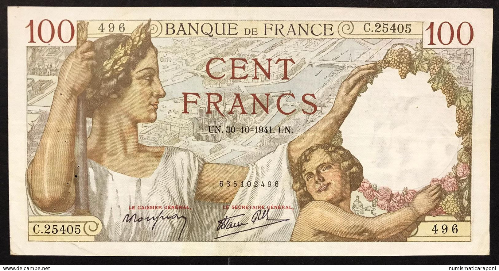 Francia France 100 Francs 100 F 1939-1942 ''Sully'' 30 10 1941 Bel Bb+ Forellini Lotto.3355 - 100 F 1939-1942 ''Sully''