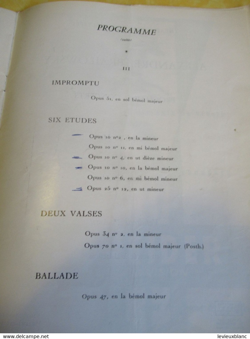 Plaquette ancienne/Théâtre des CHAMPS -ELYSEES /3éme Concert / Alexandre BRAÏLOWSKY/1960     PROG343