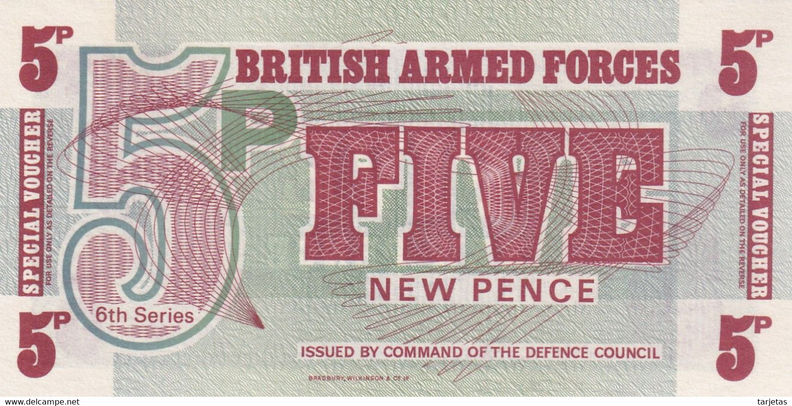 BILLETE DE REINO UNIDO DE 5 PENCE BRITISH ARMED FORCES DEL AÑO 1972 SIN CIRCULAR (UNC) (BANKNOTE) - Fuerzas Armadas Británicas & Recibos Especiales