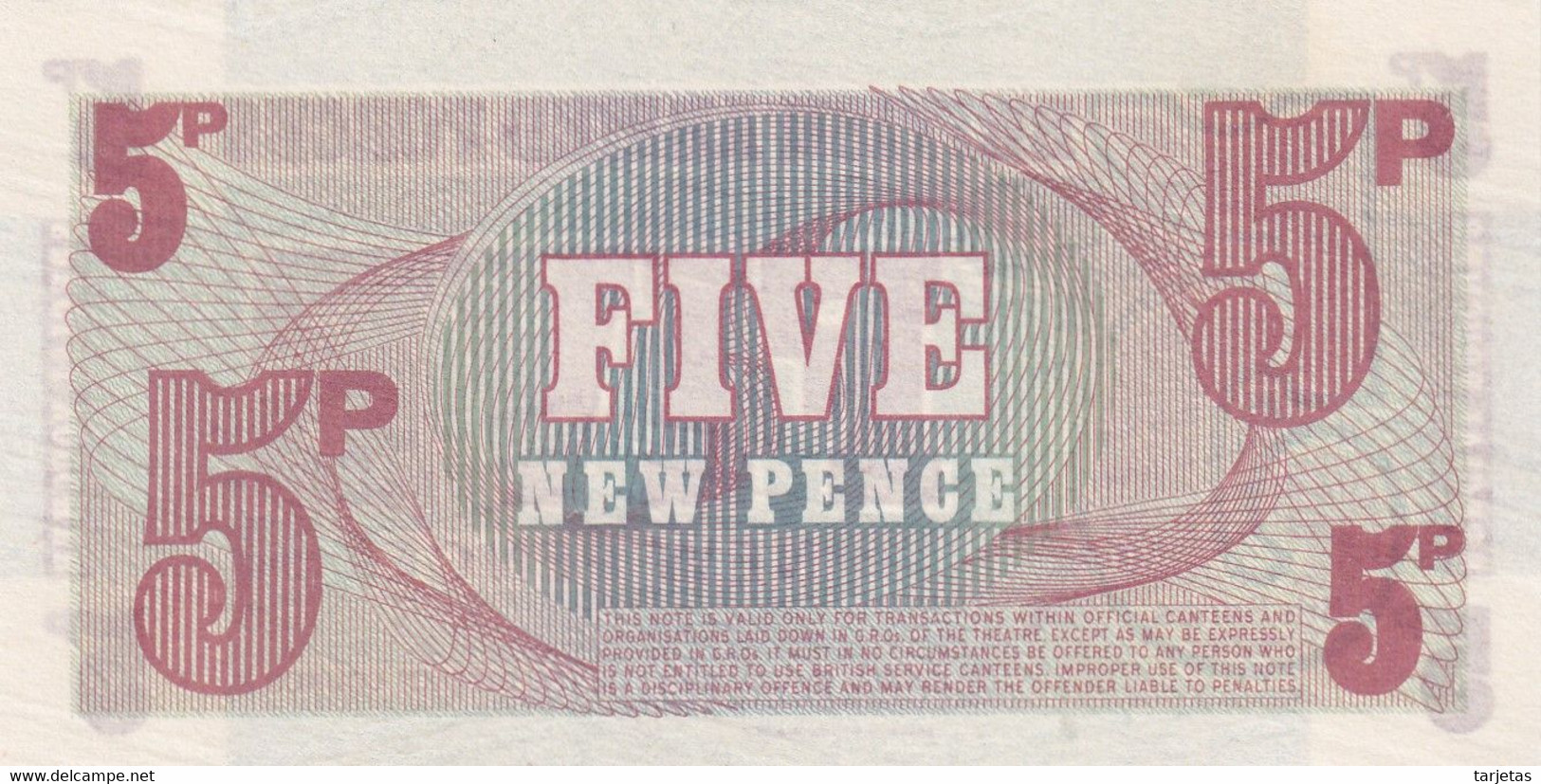 BILLETE DE REINO UNIDO DE 5 PENCE BRITISH ARMED FORCES DEL AÑO 1972 SIN CIRCULAR (UNC) (BANKNOTE) - Fuerzas Armadas Británicas & Recibos Especiales