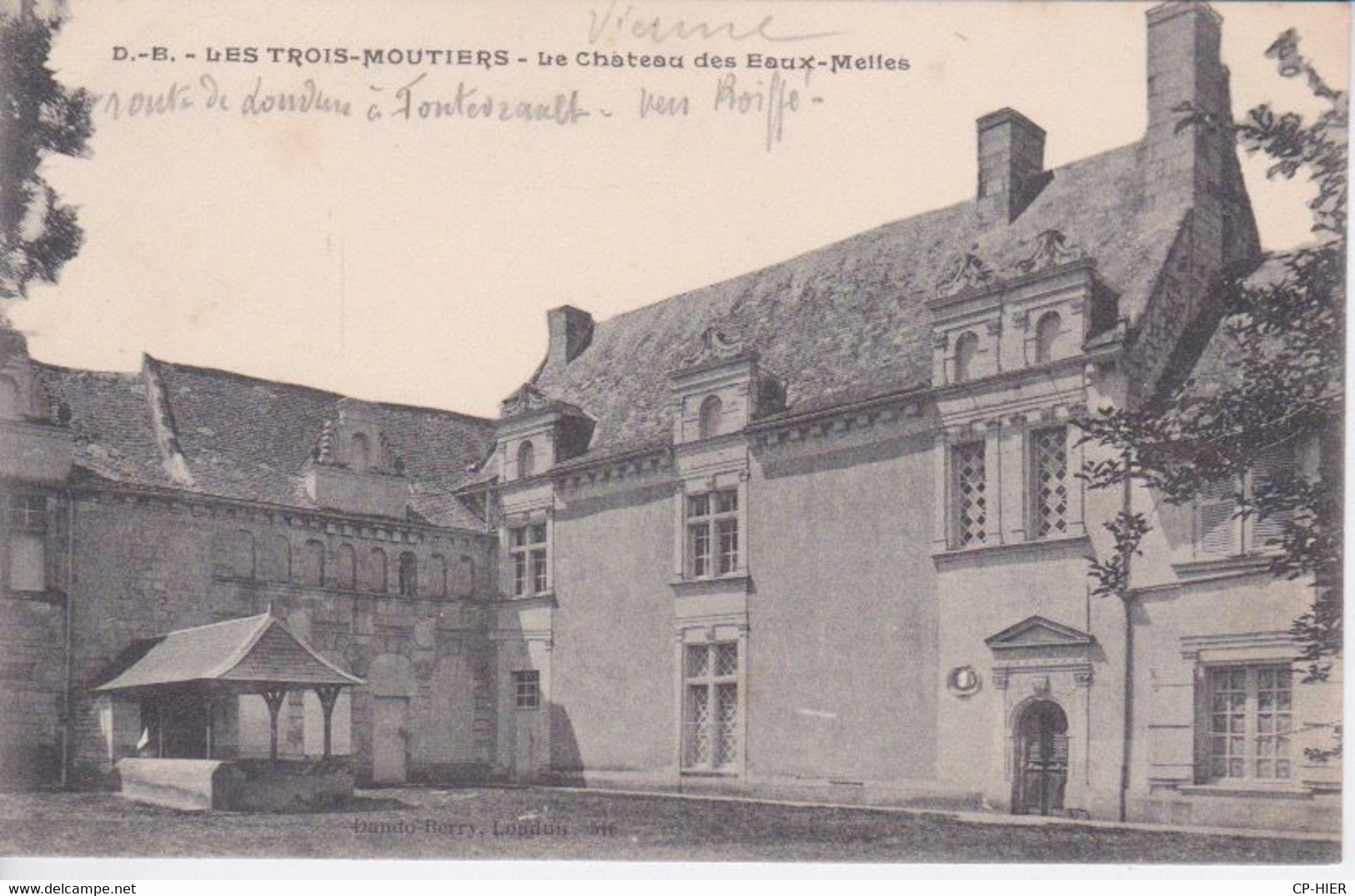 86 - LES TROIS MOUTIERS - LE CHATEAU DES EAUX MELLES - VERS ROIFFE ROUTE DE LOUDUN A FONTEVRAULT - Les Trois Moutiers