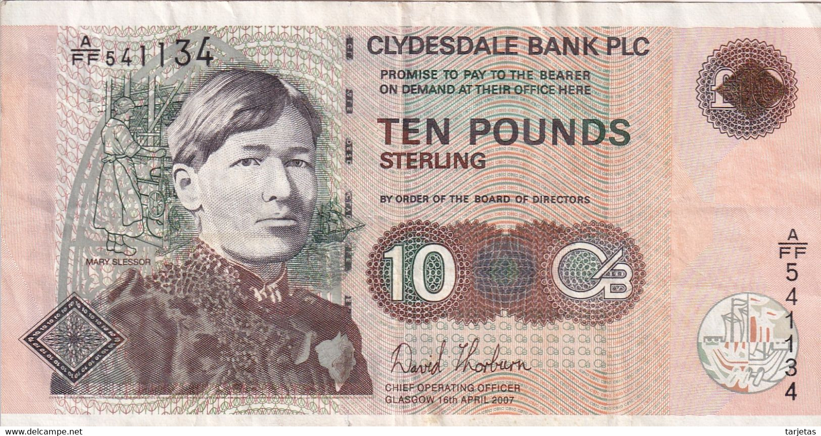 BILLETE DE ESCOCIA DE 10 POUNDS DE CLYDESDALE BANK DEL AÑO 2007 (BANKNOTE) - 10 Pounds