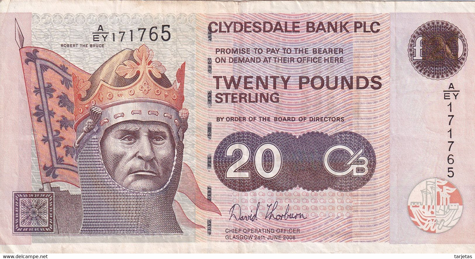 BILLETE DE ESCOCIA DE 20 POUNDS DE CLYDESDALE BANK DEL AÑO 2006 (BANKNOTE) - 20 Pounds