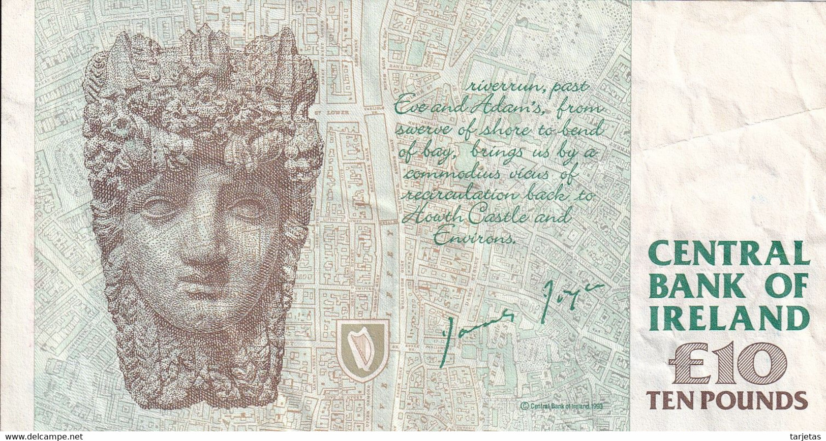 BILLETE DE IRLANDA DE 10 POUNDS DEL AÑO 1999 (BANKNOTE) - Irlanda