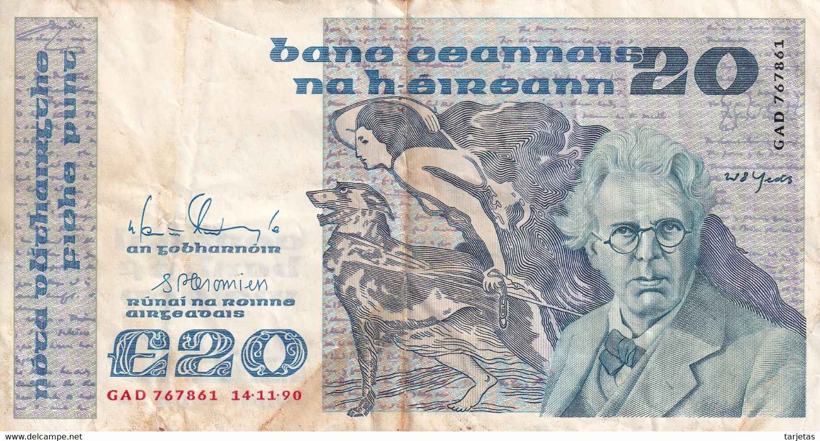 BILLETE DE IRLANDA DE 20 POUNDS DEL AÑO 1990 (BANKNOTE) - Irland