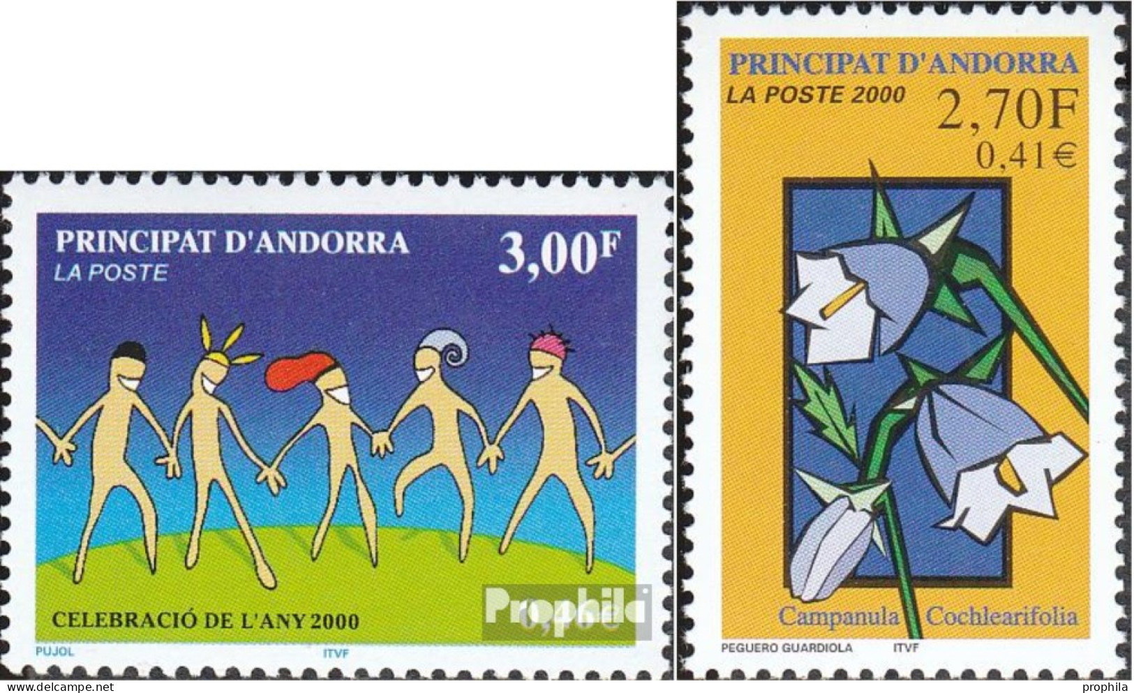 Andorra - Französische Post 546,550 (kompl.Ausg.) Postfrisch 2000 Jahrtausendfeier, Pflanzen - Markenheftchen