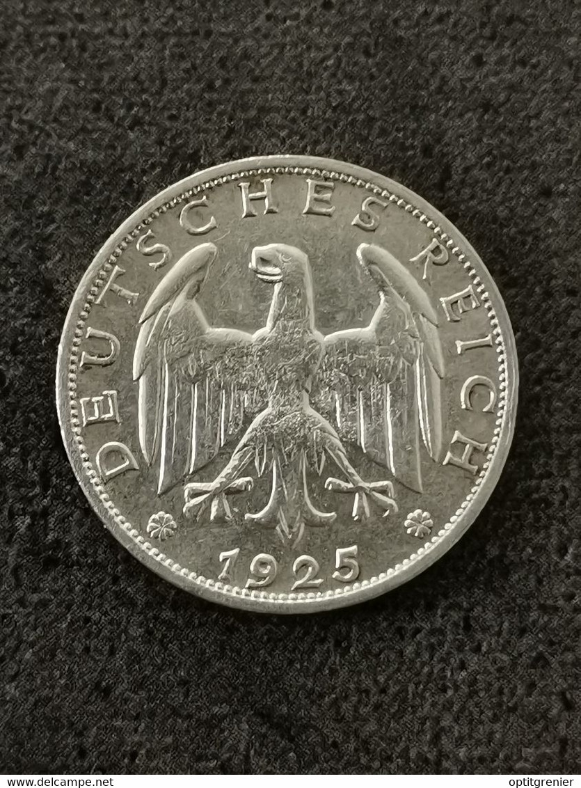 1 REICHSMARK ARGENT 1925 F STUTTGART ALLEMAGNE / GERMANY SILVER - 1 Mark & 1 Reichsmark