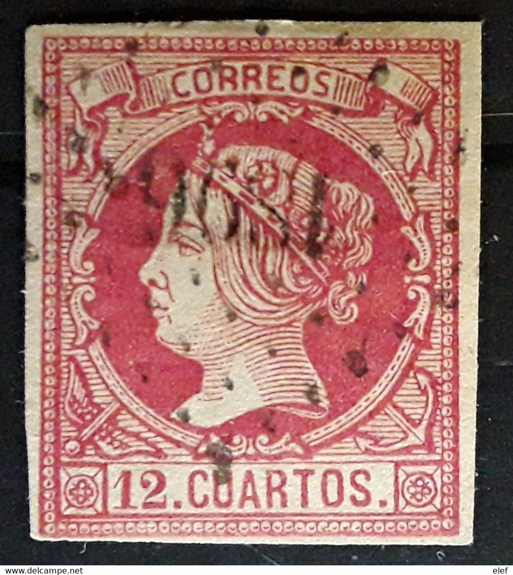 ESPANA ESPAGNE SPAIN 1860  Isabela II ,Yvert No 49,12 Doce Cuartos Carmin Obl CACHET FRANÇAIS Pc  1896 De MARSEILLE,TB - Nuevos