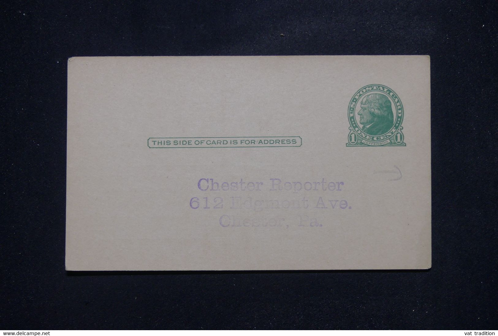 ETATS UNIS - Entier Postal Avec Repiquage Du Chester Reporter, Non Circulé  - L 140611 - 1921-40