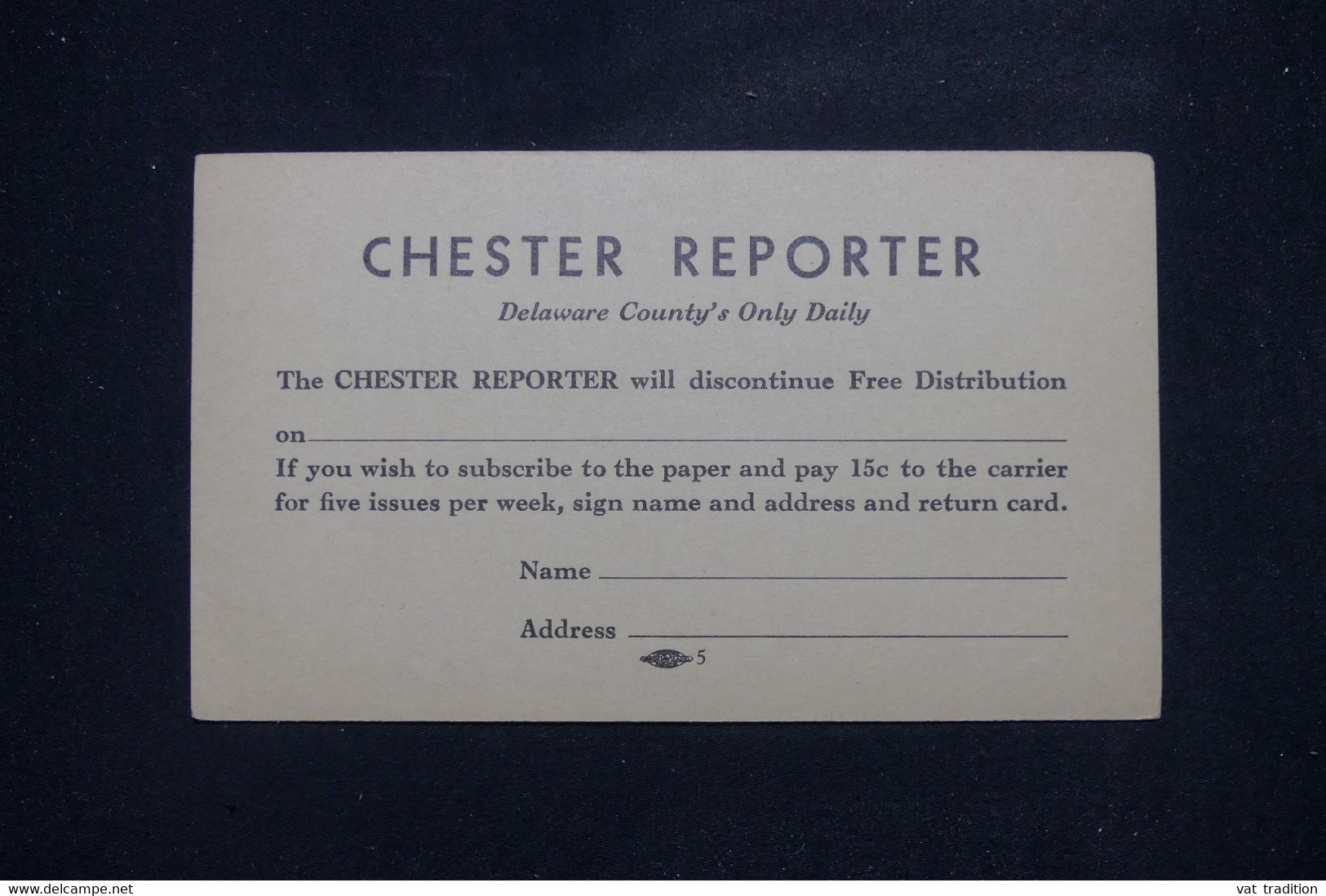 ETATS UNIS - Entier Postal Avec Repiquage Du Chester Reporter, Non Circulé  - L 140611 - 1921-40