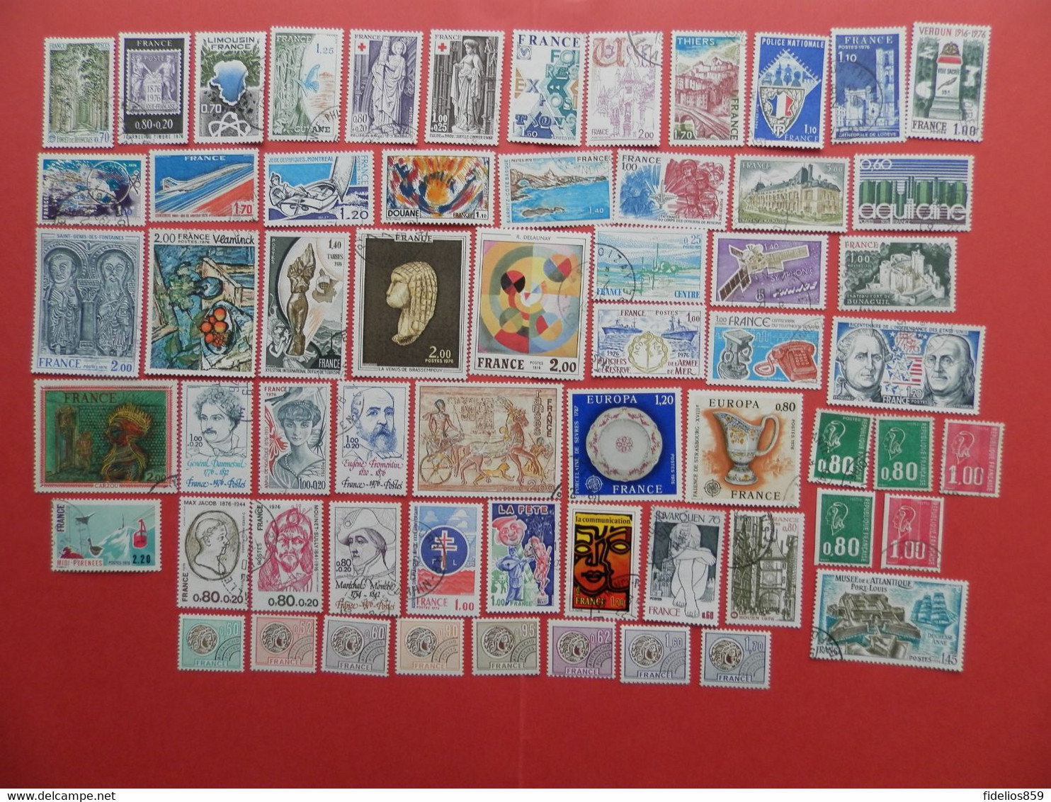 FRANCE OBLITERES LUXE : ANNEE COMPLETE 1976 SOIT 52 TIMBRES POSTE DIFFERENTS + PA 49 + PREOS 138/45  1ER CHOIX - 1970-1979