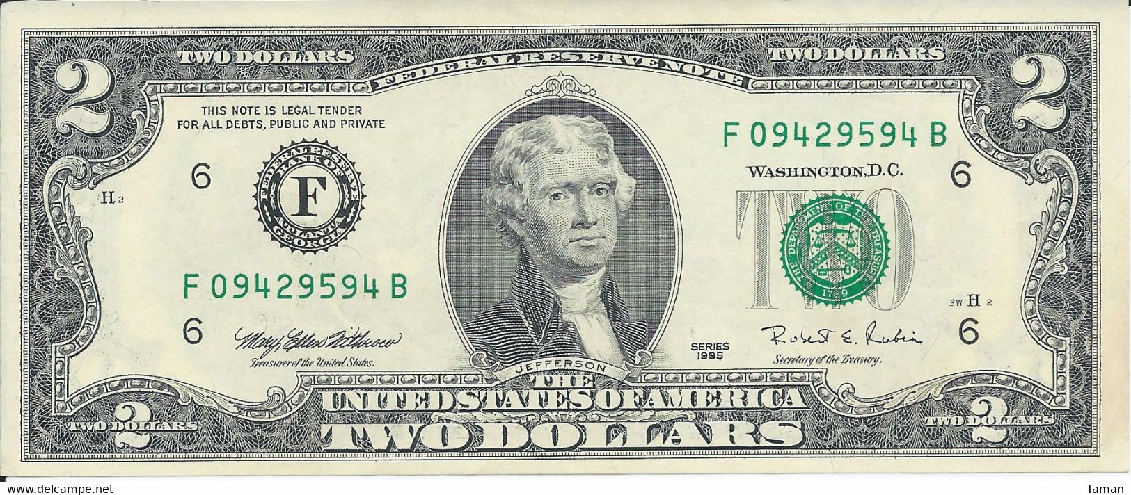 ETATS - UNIS   -  2  Dollars  1995   -- UNC --  USA - Billetes De La Reserva Federal (1928-...)