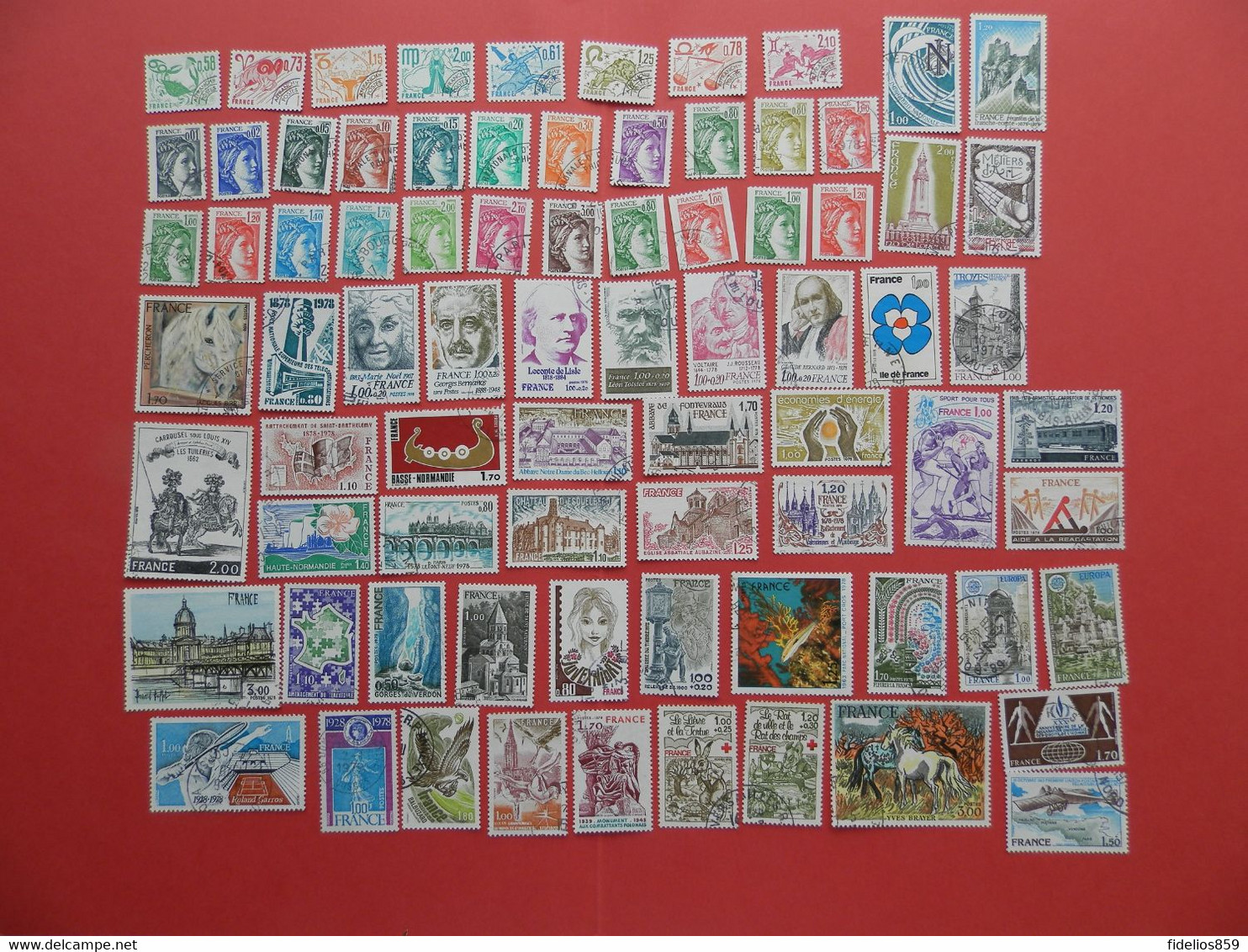 FRANCE OBLITERES LUXE : ANNEE COMPLETE 1978 SOIT 69 TIMBRES POSTE DIFFERENTS + PA 51 + PREOS 150/57 - 1970-1979