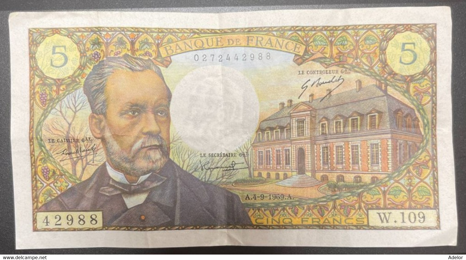 Beau Billet De 5 Francs Pasteur 4-9-1969, W.109. Etat TTB/TTB+ - 5 F 1966-1970 ''Pasteur''