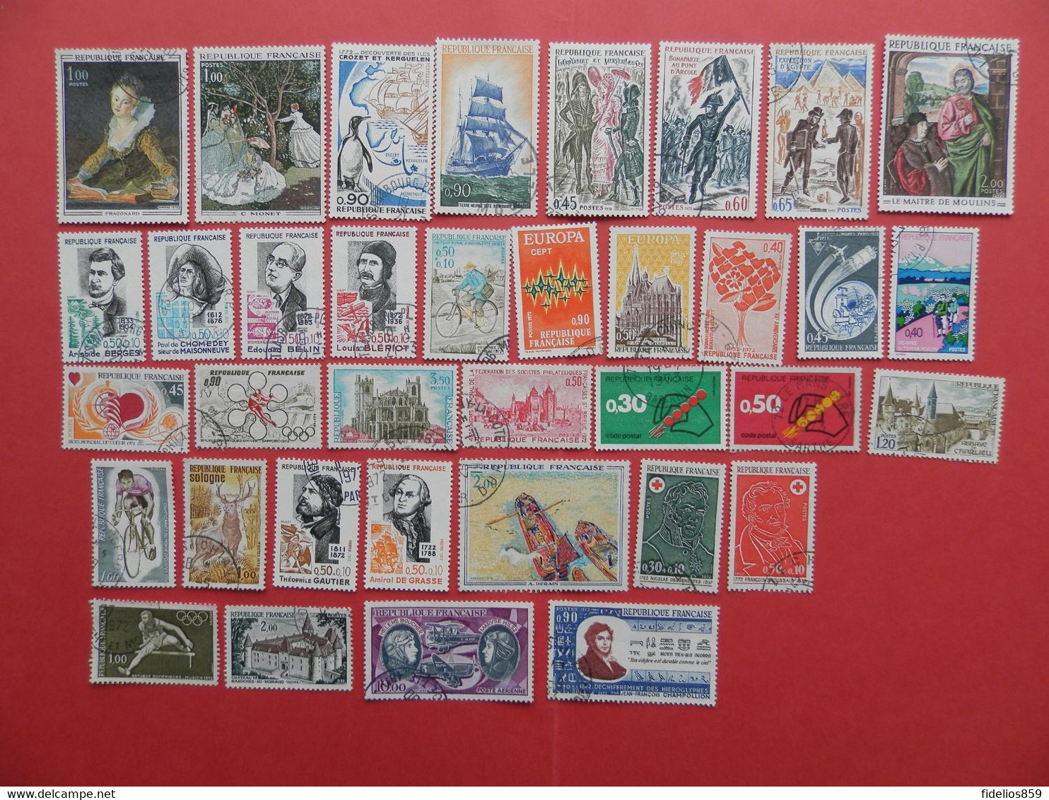 FRANCE OBLITERES LUXE : ANNEE COMPLETE 1972 SOIT 35 TIMBRES POSTE DIFFERENTS + PA 47 - 1970-1979