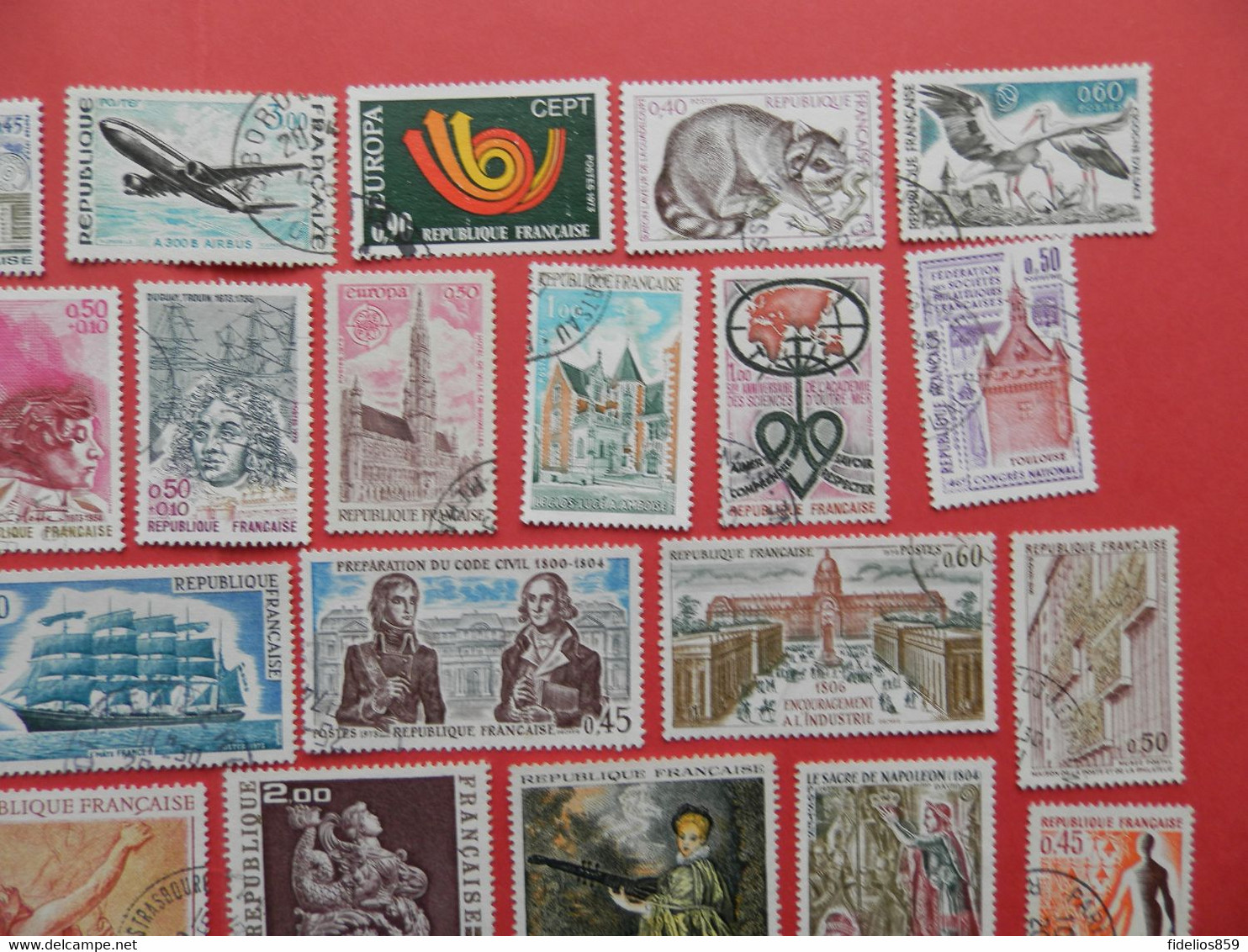 FRANCE OBLITERES LUXE : ANNEE COMPLETE 1973 SOIT 46 TIMBRES POSTE DIFFERENTS + PA 48 - 1970-1979