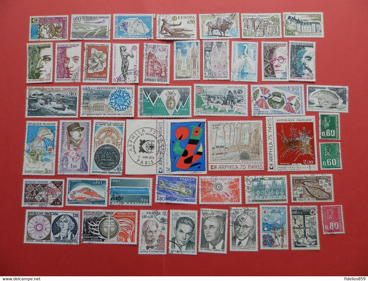 FRANCE OBLITERES LUXE : ANNEE COMPLETE 1974 SOIT 47 TIMBRES POSTE DIFFERENTS - 1970-1979