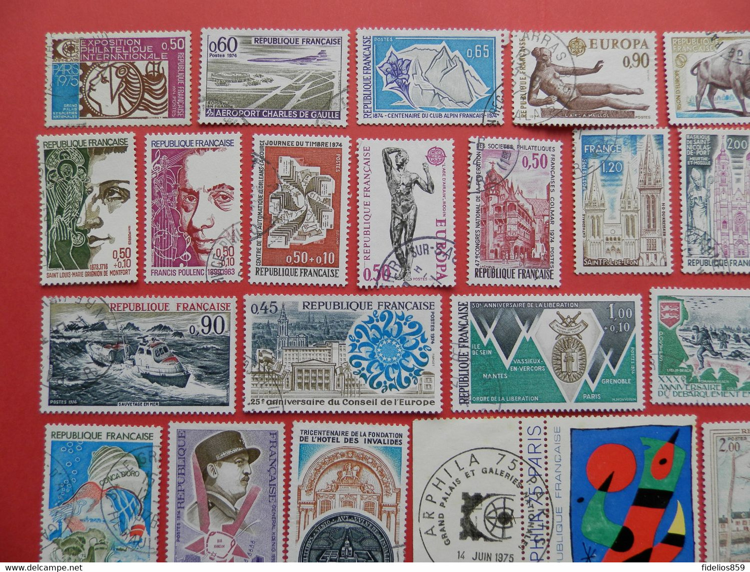 FRANCE OBLITERES LUXE : ANNEE COMPLETE 1974 SOIT 47 TIMBRES POSTE DIFFERENTS - 1970-1979