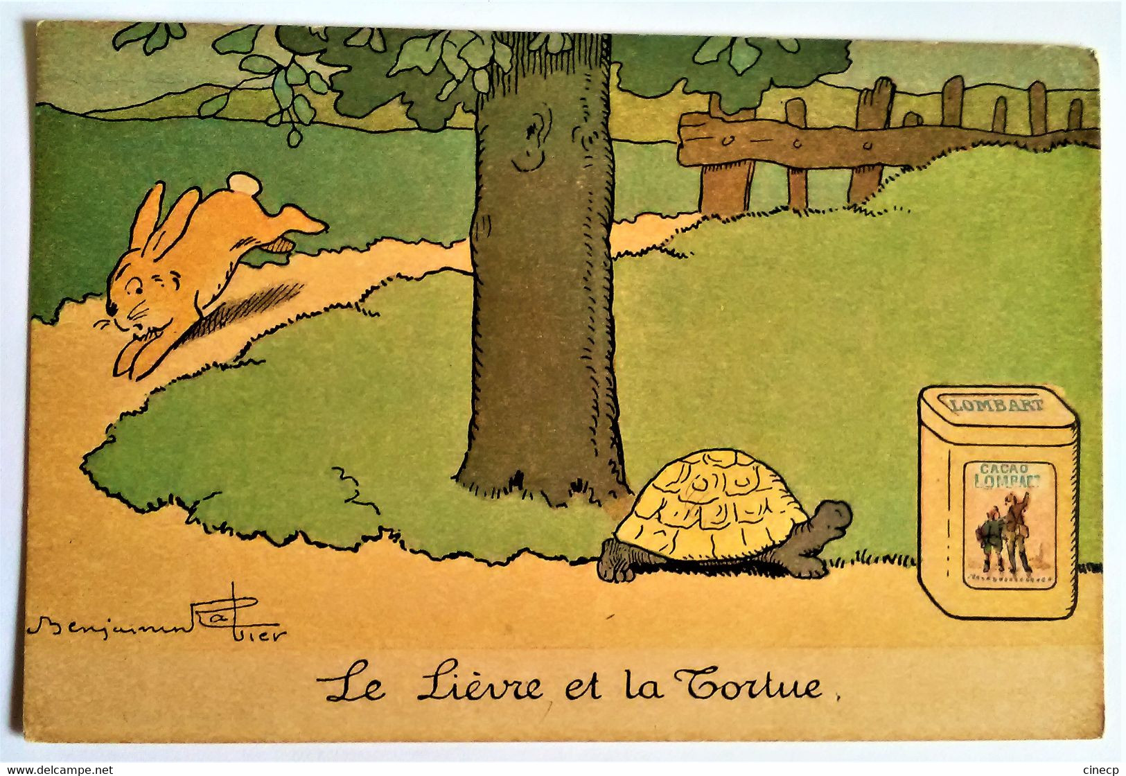 CPA Publicité Illustrée Par Benjamin Rabier Pour Chocolat Lombart Fable Lafontaine Le Lièvre Et La Tortue Boîte Cacao - Rabier, B.