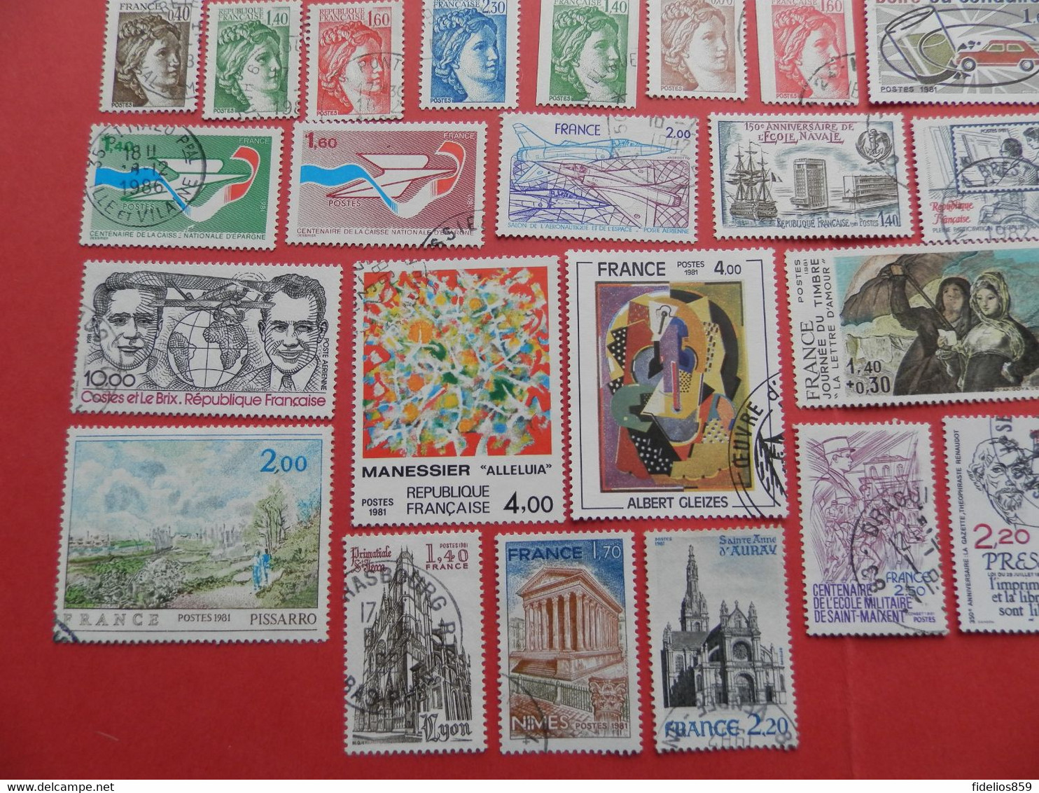 FRANCE OBLITERES LUXE : ANNEE COMPLETE 1981 SOIT 60 TIMBRES POSTE DIFFERENTS + PA 54/55 + PREOS 170/73 - 1980-1989