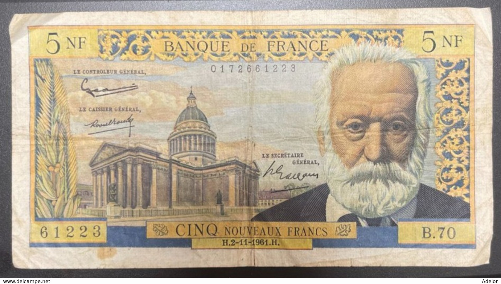 Beau Billet De 5 Francs Victor Hugo 2-11-1961. B.70. Etat TB - 5 NF 1959-1965 ''Victor Hugo''