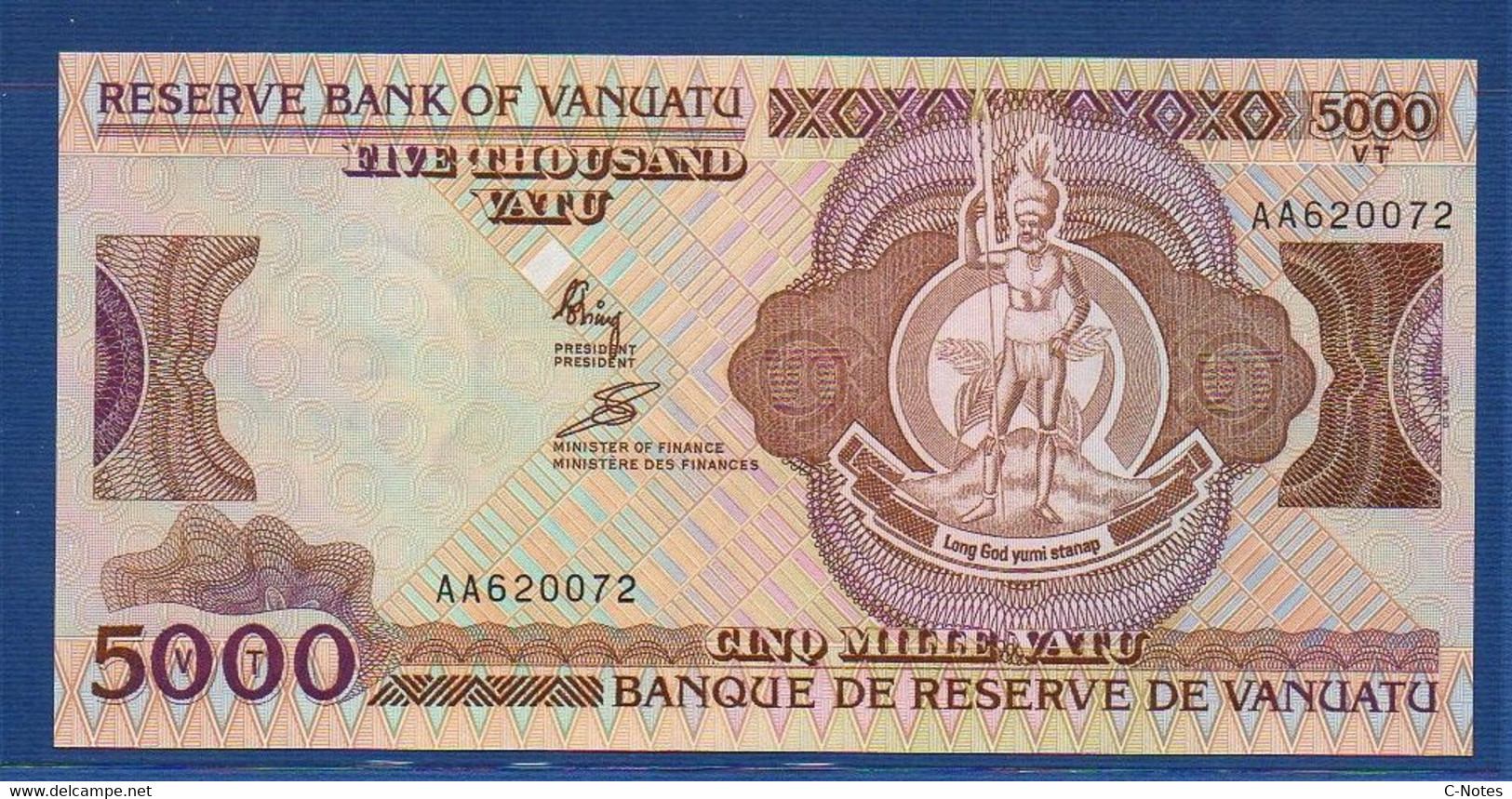 VANUATU - P. 7 – 5000 VATU  ND (1993), UNC, Prefix AA 620072 - Vanuatu