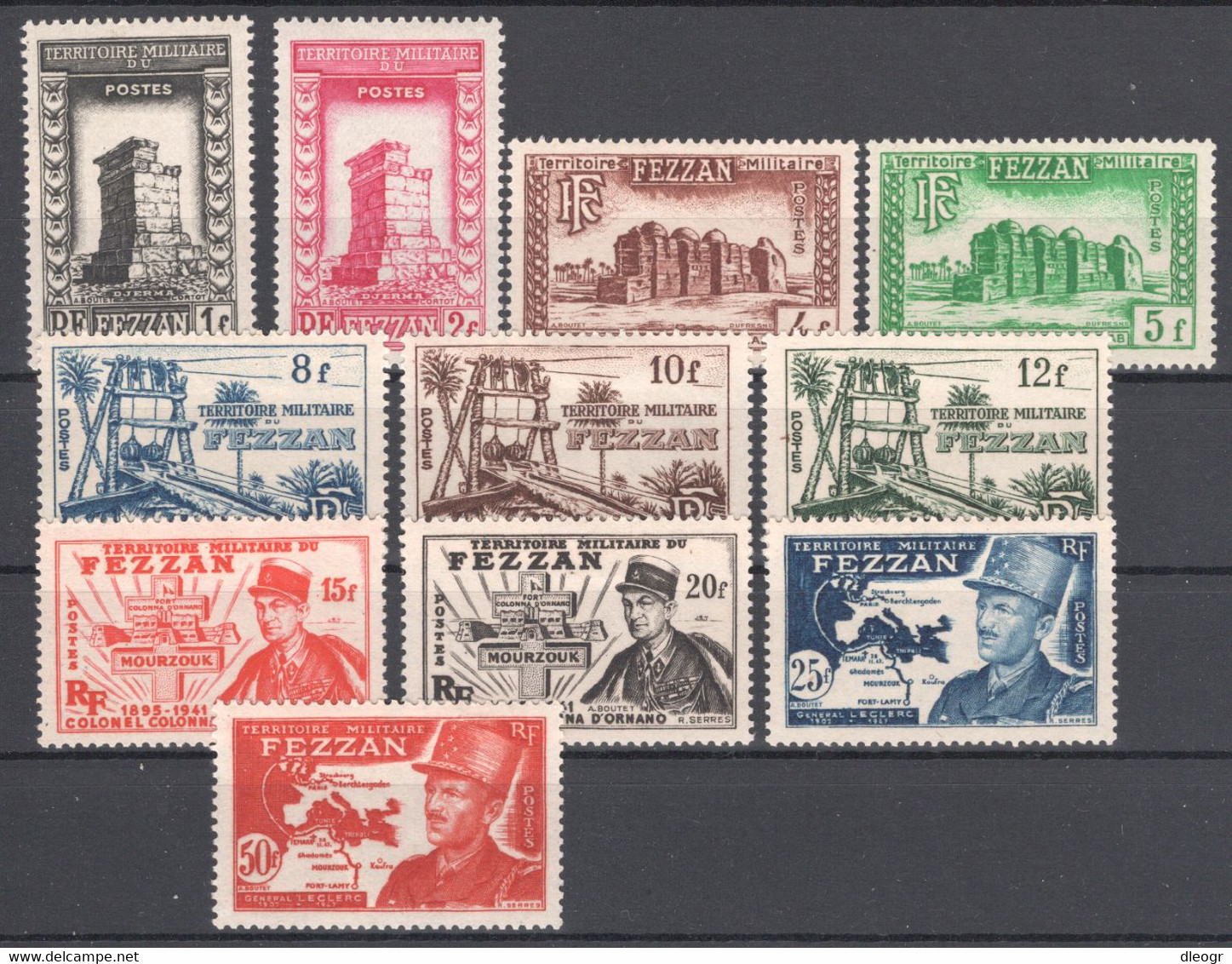 Fezzan 1949 YT. 43/53 Aspects Du Fezzan Full Set MH VF - Neufs