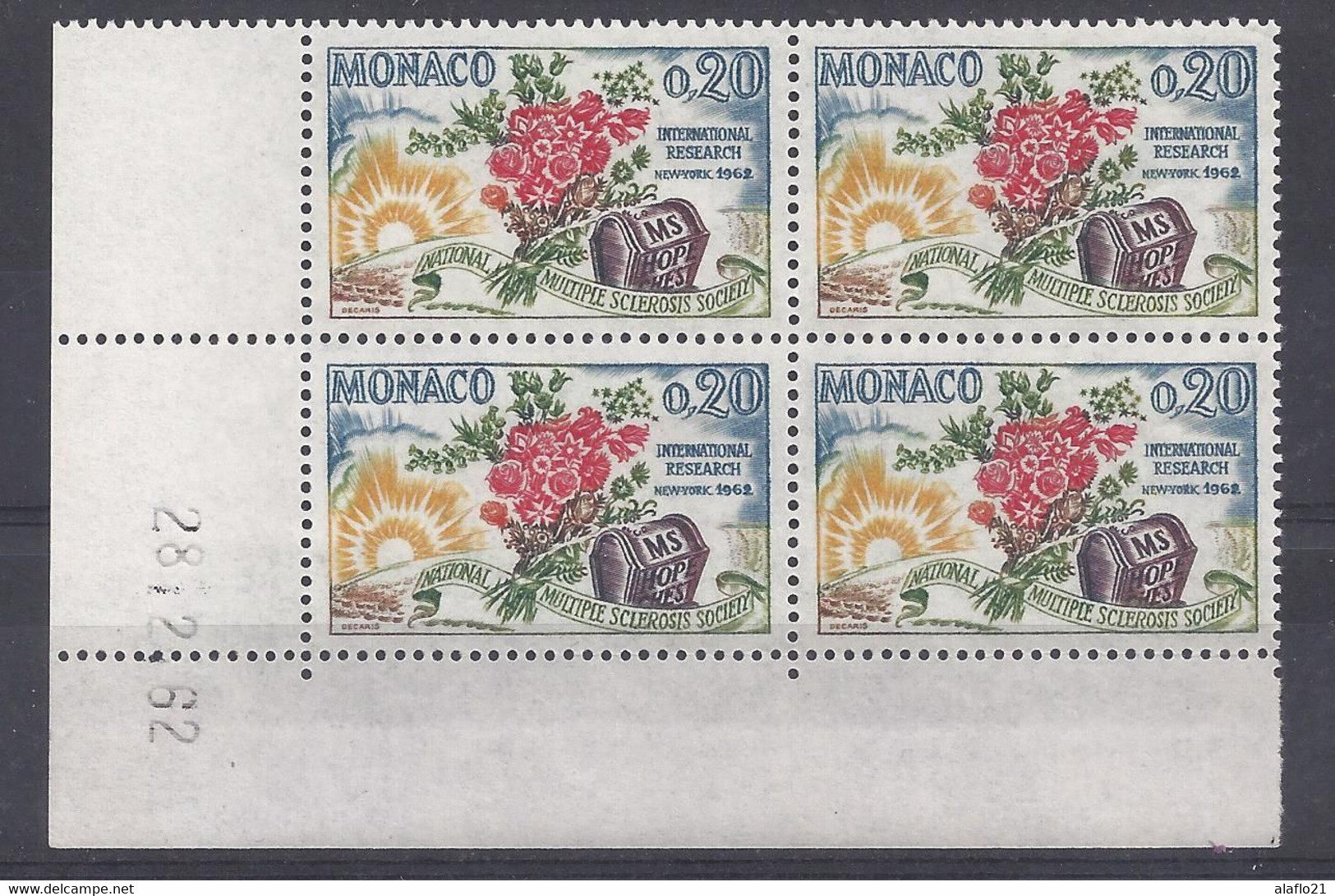 MONACO N° 580 - Bloc De 4 COIN DATE - NEUF SANS CHARNIERE - 28/2/62 - Unused Stamps