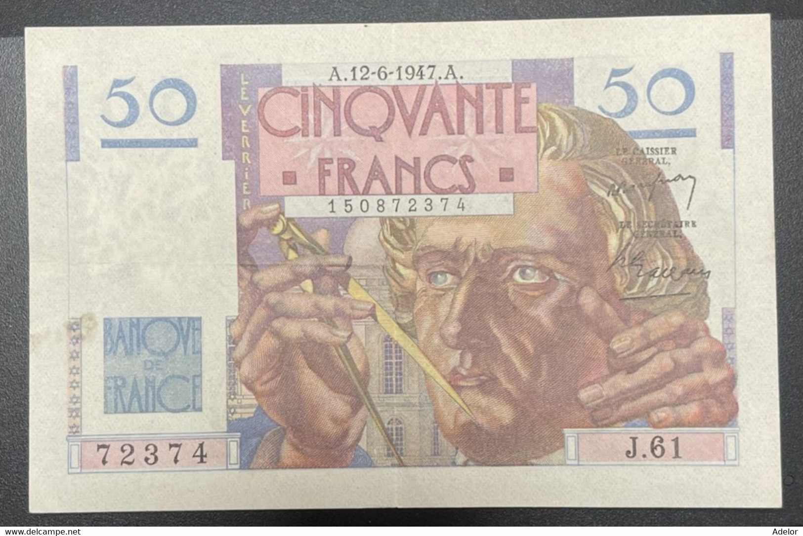 Beau Billet De 50 Francs Le Verrier 12-6-1947. J.61. Etat TTB - 50 F 1946-1951 ''Le Verrier''