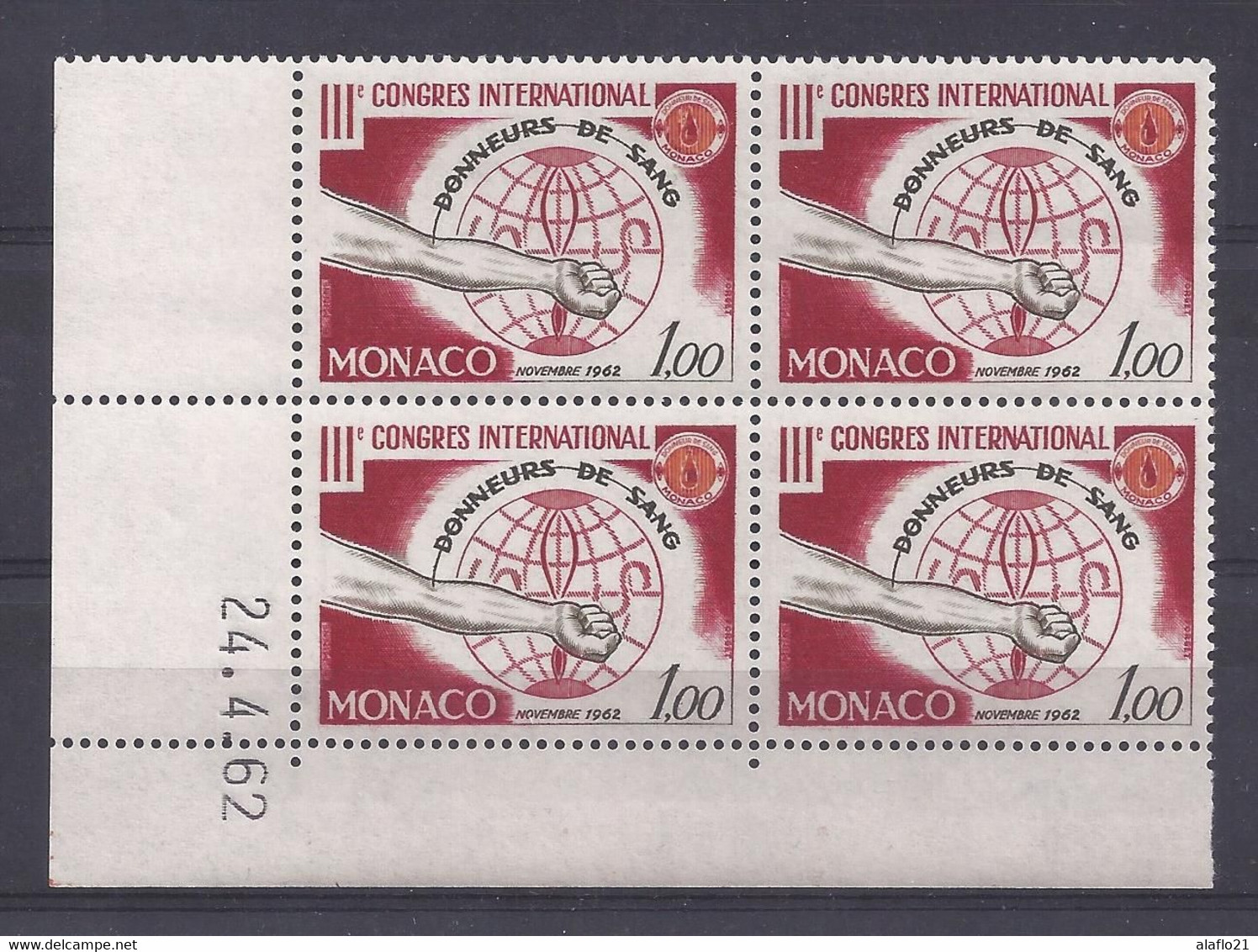 MONACO N° 598 - Bloc De 4 COIN DATE - NEUF SANS CHARNIERE - 24/2/62 - Ungebraucht