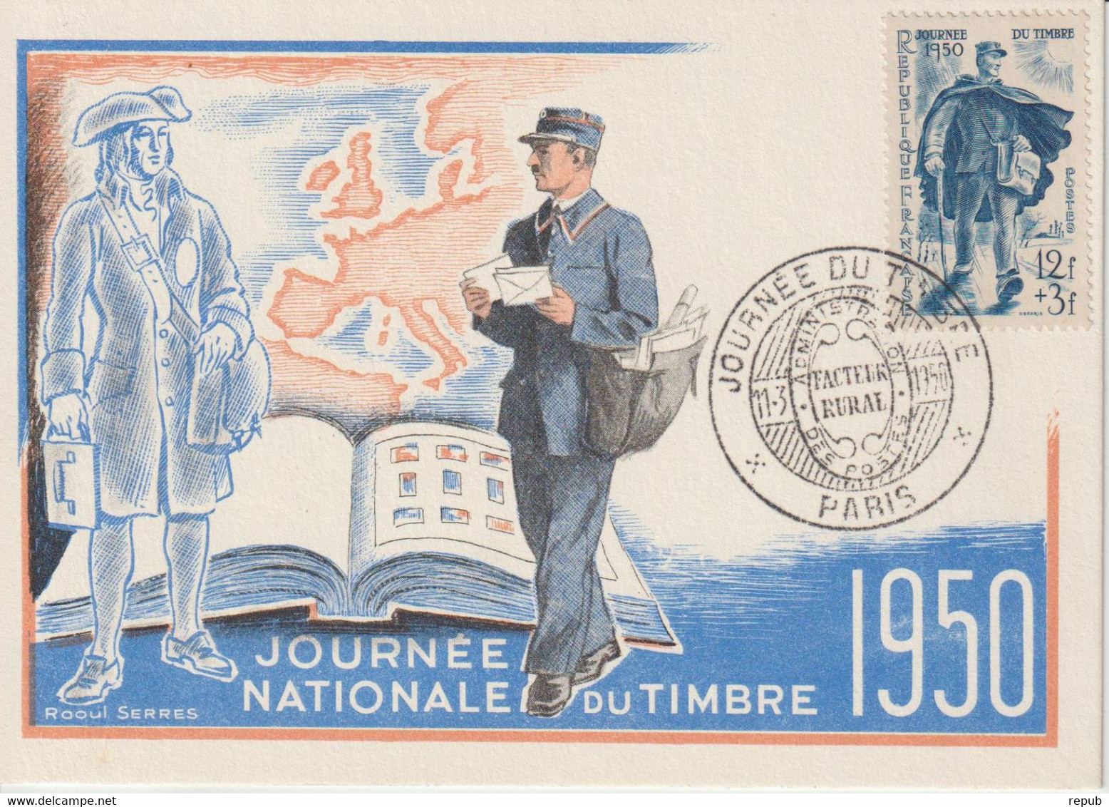 France Carte Maximum 1950 Journée Du Timbre 863 Paris - 1950-1959