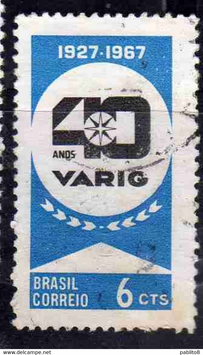 BRAZIL BRASIL BRASILE BRÉSIL 1967 VARIG AIRLINES 6c USED USATO OBLITERE' - Gebruikt