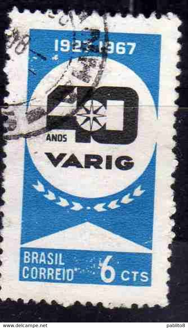 BRAZIL BRASIL BRASILE BRÉSIL 1967 VARIG AIRLINES 6c USED USATO OBLITERE' - Gebruikt