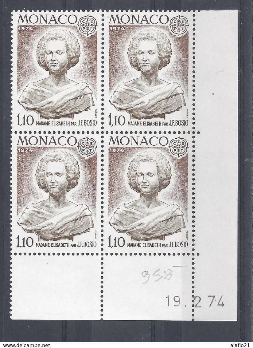 MONACO N° 958 - Bloc De 4 COIN DATE - NEUF SANS CHARNIERE - 19/2/74 - 1 Trait - Neufs