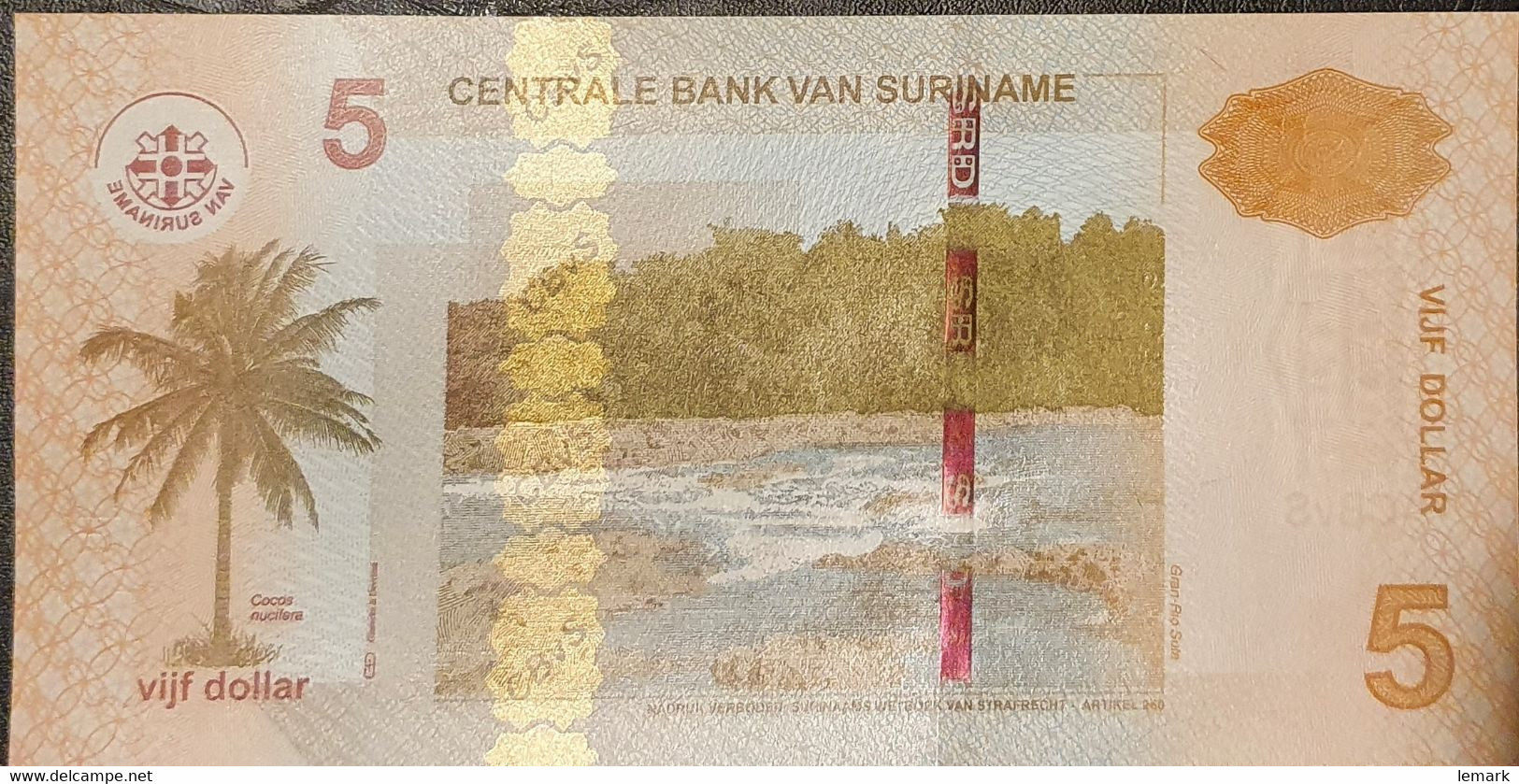 Suriname 5 Dollars 2012 P162b  UNC - Surinam