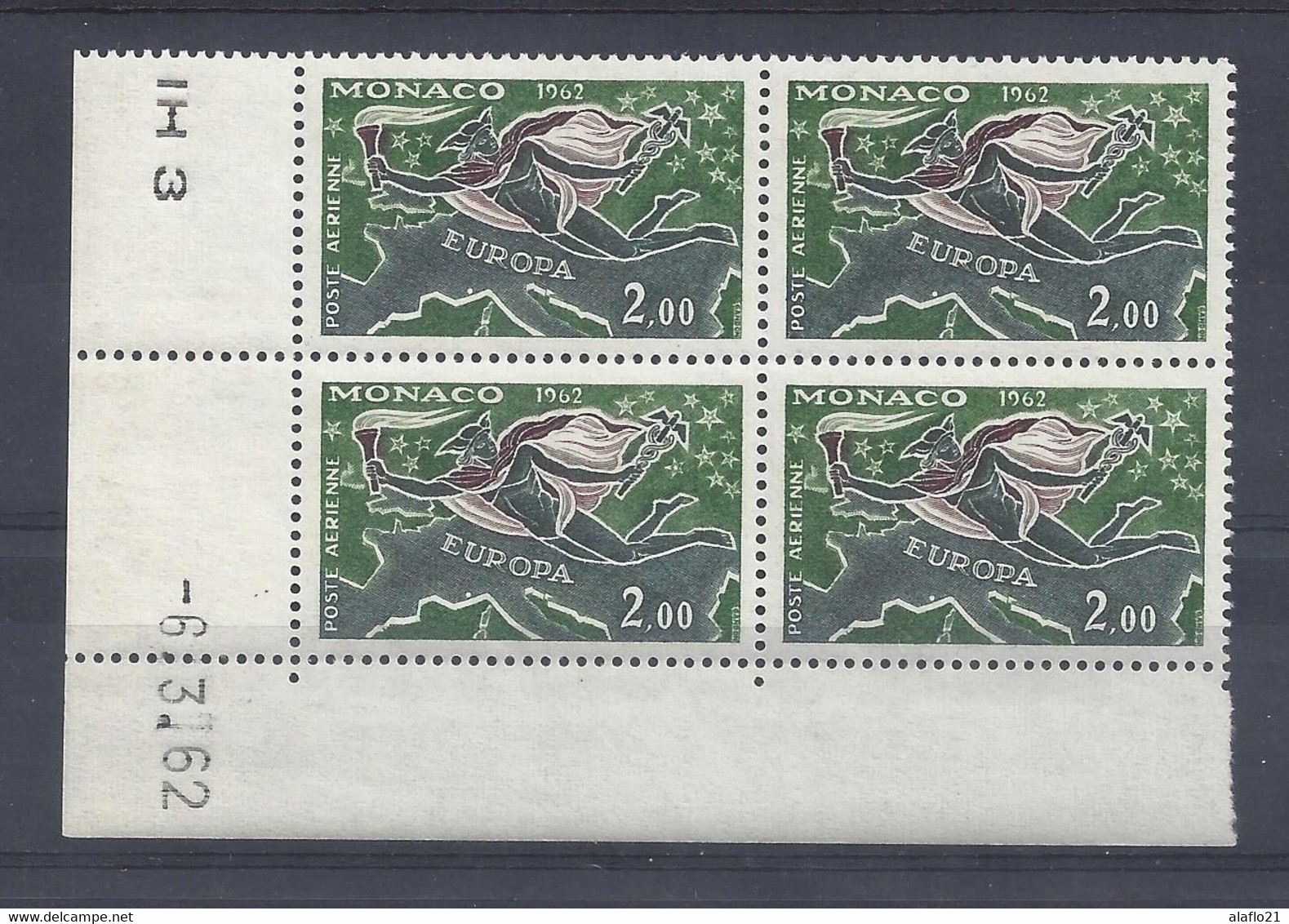 MONACO - POSTE AERIENNE N° 79 - Bloc De 4 COIN DATE - NEUF SANS CHARNIERE - 6/3/62 - Poste Aérienne