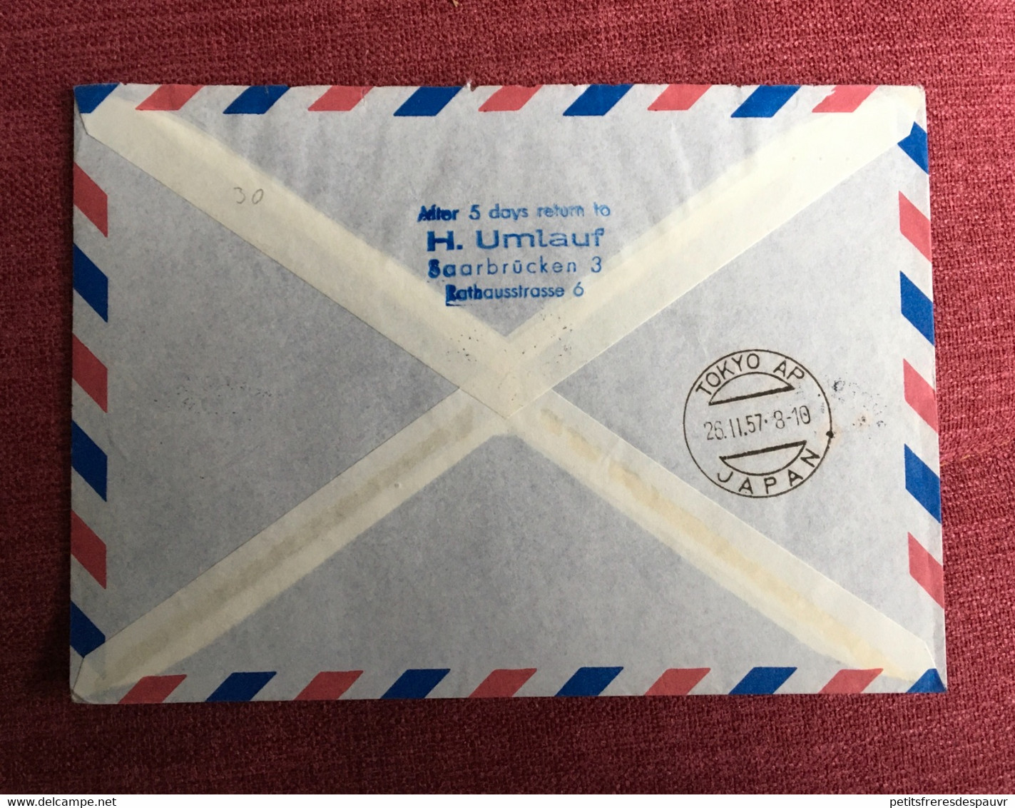 SAAR Extraordinary First Airmail Flight / Erstflug 1957 From Saarbrucken / Achorage / Tokyo Nice Franking & Cancellation - Lettres & Documents