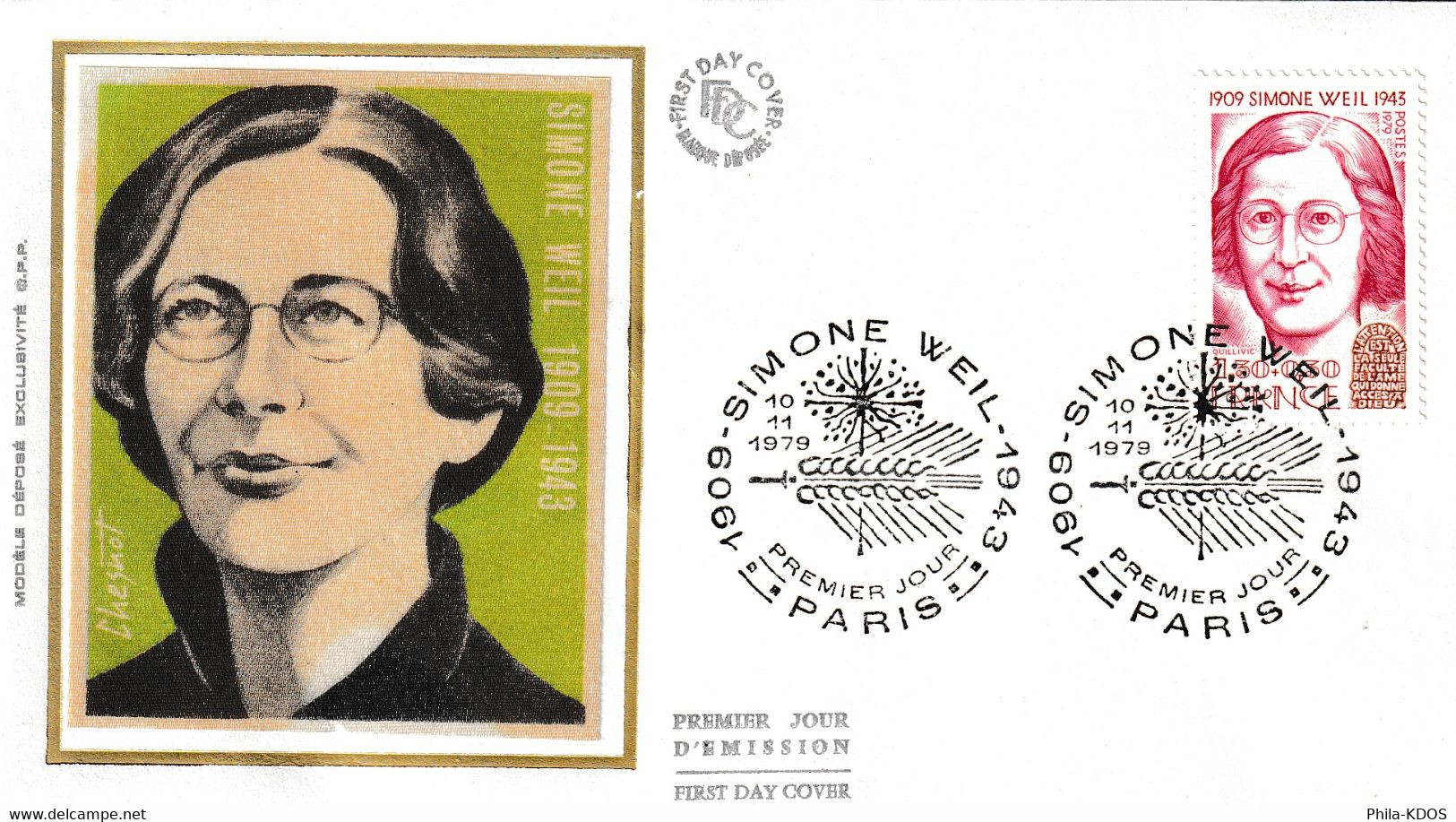 " SIMONE WEIL " Sur Enveloppe 1er Jour Soie De 1979. N° YT 2032A Parfait état FDC - Donne Celebri