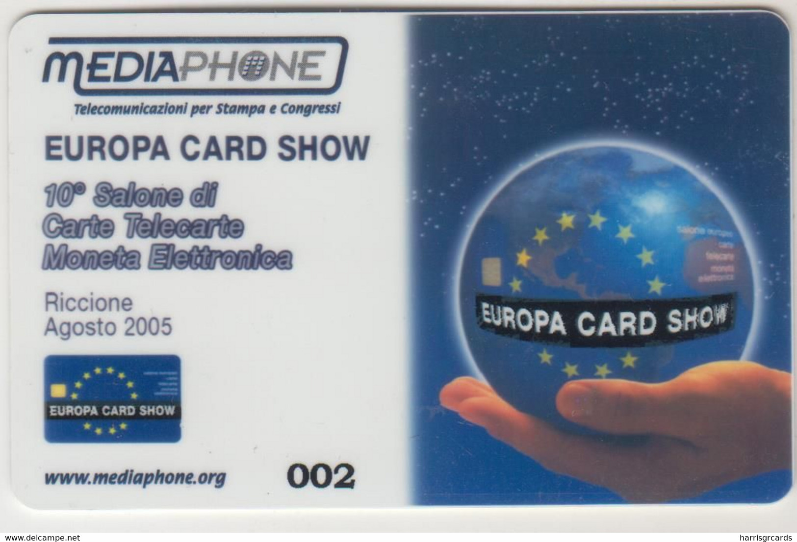 ITALY - Europa Card Show 2005, Sala Stampa MediaPhone, Tirage 50 - Usi Speciali