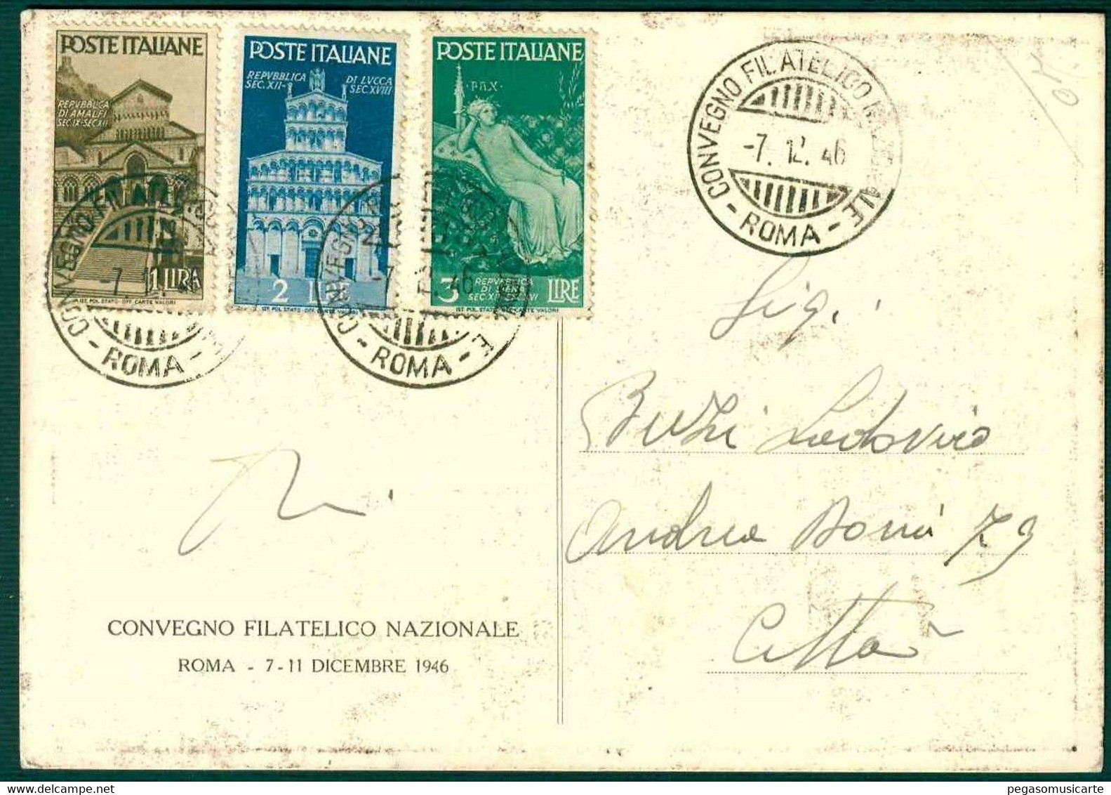 CLM073 - CONVEGNO FILATELICO NAZIONALE ROMA 1946 AEREO AVION TRENO TRAIN - STORIA POSTALE - Bourses & Salons De Collections