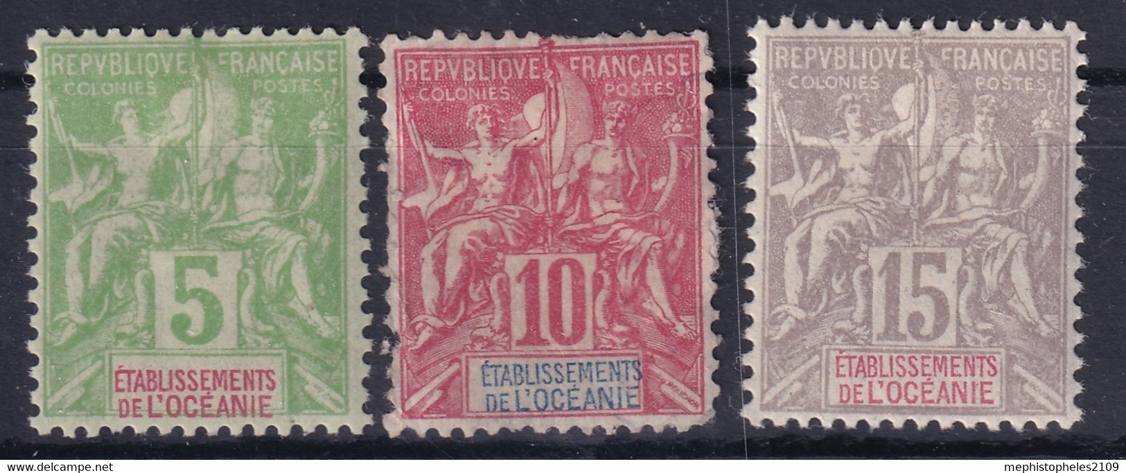 ÉTABLISSEMENTS DE L'OCÉANIE 1900-07 - Canceled - YT 14, 15, 16 - Usati