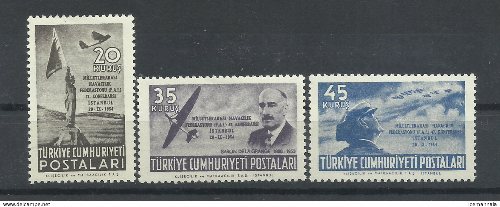 TURQUIA   YVERT  AEREO  25/27   MH  * - Poste Aérienne